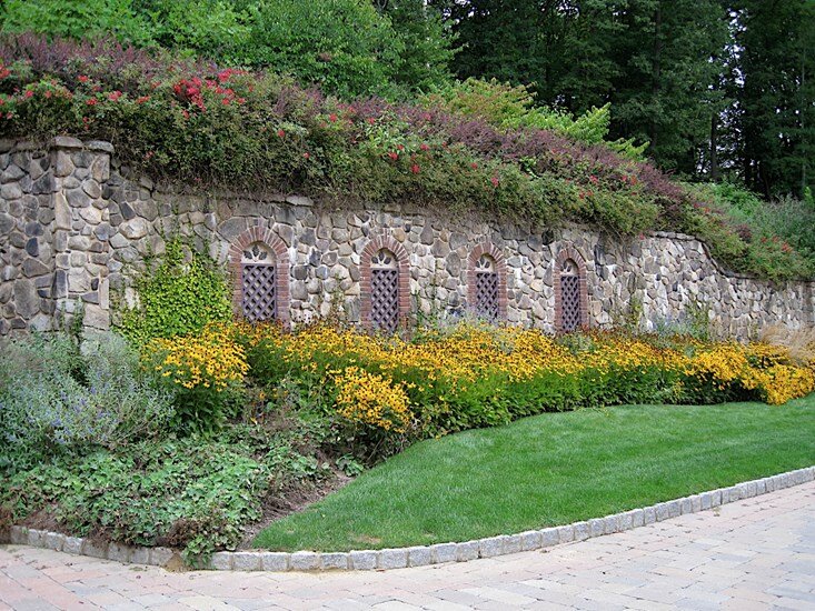 brick wall - stone wall - landscaping