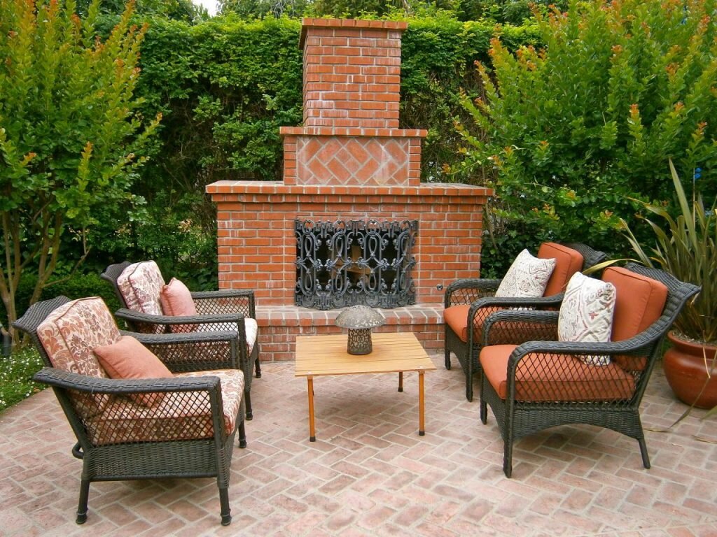 brick masonry - outdoor brick fireplace