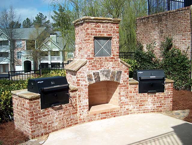 Outdoor fireplace and discount grill