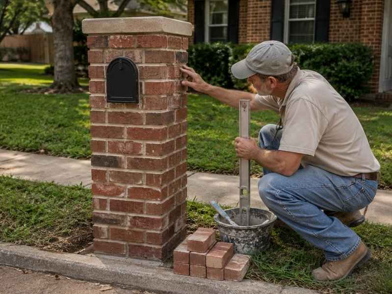 Brick mailbox repairs that preserve the original shape and proportions in Huntsville Alabama
